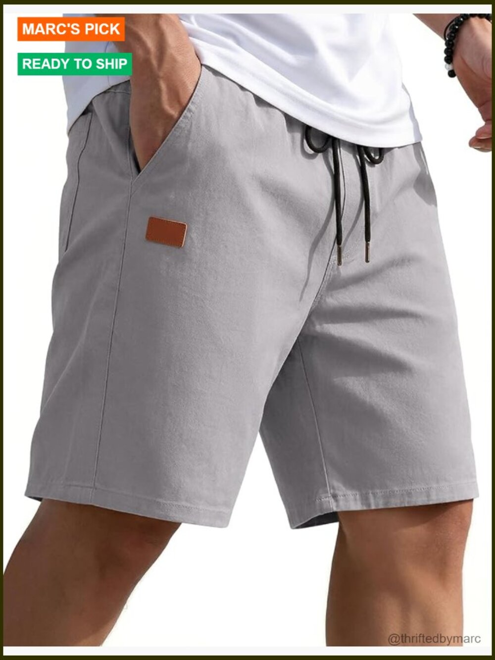 Casual Flat Front Men's Shorts in Light Gray